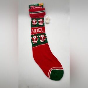 Vintage Joybrite Knit Christmas Stocking Red Green Noel Santa 24" New